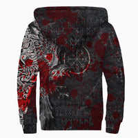 Viking Clothing Viking Odin Raven Tattoo Style Blood Version Raglan Sherpa Hoodie RLT12 - Wonder Print Shop