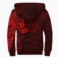 Viking Clothing Vegvisir With Raven Viking Compass Sherpa Hoodie Red Version RLT12 - Wonder Print Shop