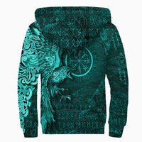 Viking Clothing Vegvisir With Raven Viking Compass Sherpa Hoodie Cyan Version RLT12 - Wonder Print Shop
