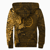 Viking Clothing Vegvisir With Raven Viking Compass Gold Version Raglan Sherpa Hoodie RLT12 - Wonder Print Shop
