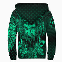 Viking Clothing Viking Odin Raven Tattoo Style Green Version Raglan Sherpa Hoodie RLT12 - Wonder Print Shop