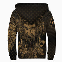Viking Clothing Viking Odin Raven Tattoo Style Gold Version Raglan Sherpa Hoodie RLT12 - Wonder Print Shop