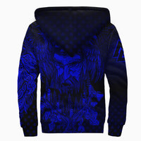 Viking Clothing Viking Odin Raven Tattoo Style Blue Version Raglan Sherpa Hoodie RLT12 - Wonder Print Shop