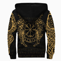 Viking Clothing Viking Compass Vegvisir Tattoo Gold Version Sherpa Hoodie RLT12 - Wonder Print Shop