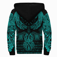 Viking Sherpa Hoodie Raven Of Odin Cyan RLT12 - Wonder Print Shop