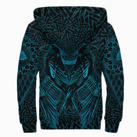 Viking Sherpa Hoodie Raven Valknut Cyan RLT12 - Wonder Print Shop
