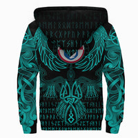 Viking Greenland Sherpa Hoodie Valknut of Odin Cyan RLT12 - Wonder Print Shop