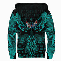 Viking Iceland Sherpa Hoodie Valknut of Odin Cyan RLT12 - Wonder Print Shop