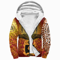 Viking Sherpa Hoodie - Raven Of Odin and Drakkar On Fire On Vignette Gold Valknut RLT12 - Wonder Print Shop