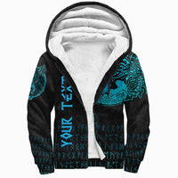 (Custom) Viking Sherpa Hoodie - Fenrir Wolf Cyan RLT12 - Wonder Print Shop