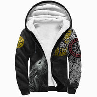 Viking Sherpa Hoodie - Fenrir Fight Mjolnir Of Thor On Helm Of Awe RLT12 - Wonder Print Shop