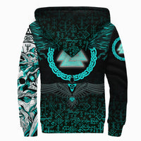 Viking Sherpa Hoodie Three Raven and Valknut Cyan RLT12 - Wonder Print Shop