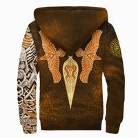 Viking Sherpa Hoodie Gold Spear Of The God Odin - Gungnir and Two Gold Ravens RLT12 - Wonder Print Shop