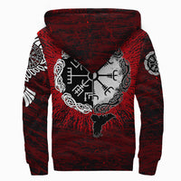 Viking Sherpa Hoodie Raven Of Odin and Symbol Viking On Blood Background RLT12 - Wonder Print Shop