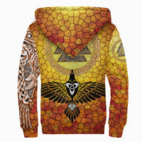 Viking Sherpa Hoodie - Raven Of Odin and Drakkar On Fire On Vignette Gold Valknut RLT12 - Wonder Print Shop