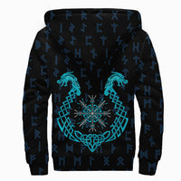 Viking Sherpa Hoodie, Aegishjalmur Helm Of Awe Blue Edition RLT12 - Wonder Print Shop