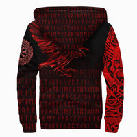 Viking Sherpa Hoodie - The Raven Of Odin Rune, Red RLT12 - Wonder Print Shop