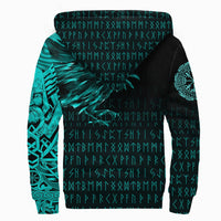 Viking Sherpa Hoodie - The Raven Of Odin Rune Cyan RLT12 - Wonder Print Shop