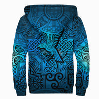 Viking Sherpa Hoodie - Raven Odin Celtic Cyan RLT12 - Wonder Print Shop