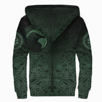 Viking Sherpa Hoodie, Ethnic Odin Raven Green RLT12 - Wonder Print Shop