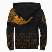 Viking Sherpa Hoodie - Fenrir Wolf Orange RLT12 - Wonder Print Shop