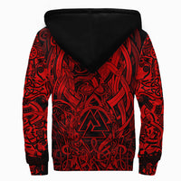 Viking Sherpa Hoodie - Valknut and Dragon Tattoo Red RLT12 - Wonder Print Shop