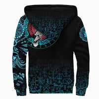 Viking Sherpa Hoodie - Raven Celtic Cyan Tattoo RLT12 - Wonder Print Shop