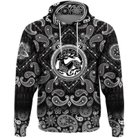 Viking Hoodie Shield With Deer Crest and Crossing Swords with Bandana Paisley Style RLT12 - Wonder Print Shop
