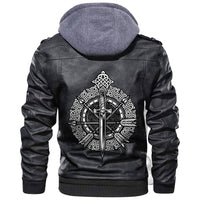 Viking Shield Sword and Arrow Tattoo Leather Jacket RLT12 - Wonder Print Shop