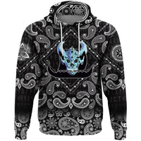 Viking Hoodie Ship Silhouette With White Skull with Bandana Paisley Style RLT12 - Wonder Print Shop