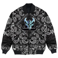 Viking Bomber Jacket Ship Silhouette With White Skull with Bandana Paisley Style RLT12 - Wonder Print Shop