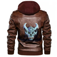 Viking Ship Silhouette With a White Skull Leather Jacket RLT12 - Wonder Print Shop