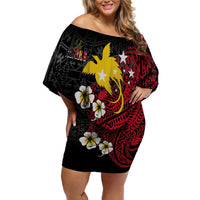 Papua New Guinea Independence Off Shoulder Short Dress PNG Kumuls - Tribal Crocodile - Wonder Print Shop