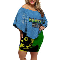 Malampa Fiji Day Off Shoulder Short Dress Mix Tapa Style - Wonder Print Shop