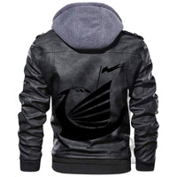 Viking Silhouette Of Ship Leather Jacket RLT12 - Wonder Print Shop