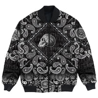 Viking Bomber Jacket Silver Plaster Skull Left Side Isolated with Bandana Paisley Style RLT12 - Wonder Print Shop