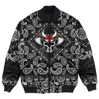 Viking Bomber Jacket Skull Character with Bandana Paisley Style RLT12 - Wonder Print Shop