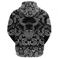 Viking Hoodie Skull Horns with Bandana Paisley Style RLT12 - Wonder Print Shop