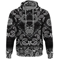 Viking Hoodie Skull Horns with Bandana Paisley Style RLT12 - Wonder Print Shop