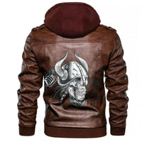 Viking Skull In The Helmet Of The Viking Leather Jacket RLT12 - Wonder Print Shop