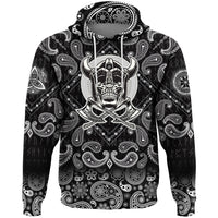 Viking Hoodie Skull Of Warrior With Crossed Axes with Bandana Paisley Style RLT12 - Wonder Print Shop