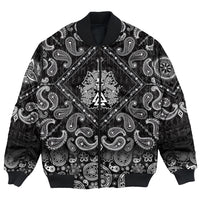 Viking Bomber Jacket Skull Pierced By Sword with Bandana Paisley Style RLT12 - Wonder Print Shop
