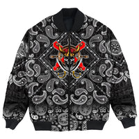 Viking Bomber Jacket Skull Sword with Bandana Paisley Style RLT12 - Wonder Print Shop