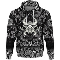 Viking Hoodie Skull With Crossed Axes with Bandana Paisley Style RLT12 - Wonder Print Shop