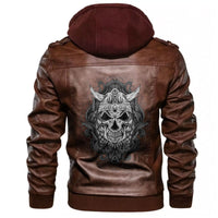 Viking Skull With Engraving Ornament Leather Jacket RLT12 - Wonder Print Shop