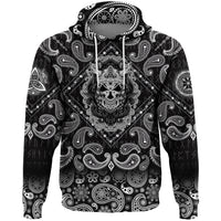 Viking Hoodie Skull With Engraving Ornament with Bandana Paisley Style RLT12 - Wonder Print Shop