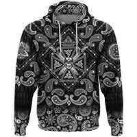 Viking Hoodie Skull With Sword with Bandana Paisley Style RLT12 - Wonder Print Shop