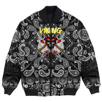 Viking Bomber Jacket Skull and Sword with Bandana Paisley Style RLT12 - Wonder Print Shop