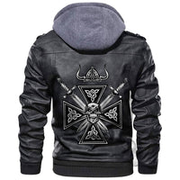 Viking Skull With Sword Leather Jacket RLT12 - Wonder Print Shop