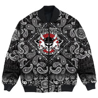 Viking Bomber Jacket Skulls With Shield and Axes with Bandana Paisley Style RLT12 - Wonder Print Shop